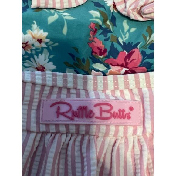 Ruffle Butts One Pieces Baby Girls Swimsuit SIZE 12-18 Blue Turquoise Floral - Picture 5 of 7